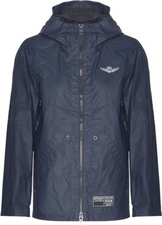 Aeronautica Capuchon Waterdichte Parka - Dames - Regenjassen - Blauw - S - Katoen - Jassen