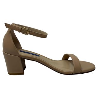 Stuart Weitzman Pre-owned Womens Nudist Block Sandals in Beige Leather - Brown - Size 36.5 EU/IT