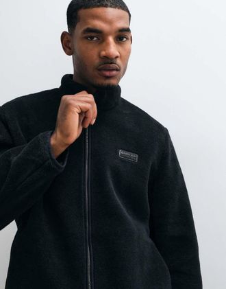 Barbour giacca in pile reversibile con chiusura con zip, nera-Nero
