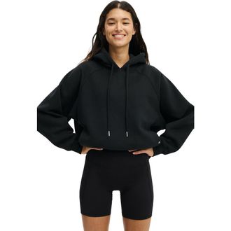Cotton On Womens Active Plush Premium Raglan Hoodie in Black at Nordstrom, Size X-Small
