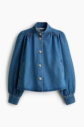 H&M Puff-sleeved Twill Jacket in Denim Blue at Nordstrom, Size Xx-Small