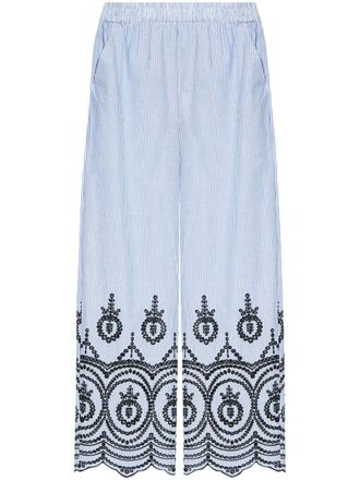 Munthe embroidered-motif striped trousers - Blue