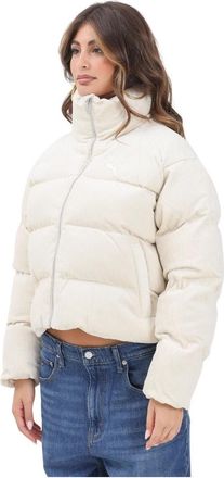 Puma Corduroy Puffer Jacket Wardrobe Essentials - Dames - Winterjassen - Wit - XS - Katoen - Jassen