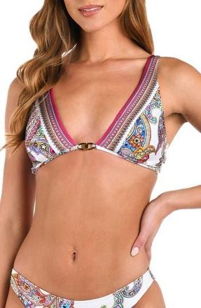 L'agence Lexie Bright Paisley Bikini Top in White Multi at Nordstrom Rack, Size X-Large