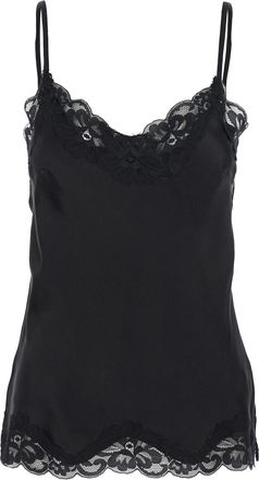 Gold Hawk Black Sleeveless Top With Adjustable Spaghetti Straps And Floral Emellishment In Silk Woman
