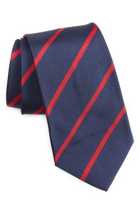 Ralph Lauren Purple Label Super Repp Stripe Silk Tie in Navy/Red at Nordstrom