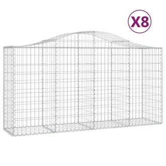 Berkfield Home Arched Gabion Baskets 8 pcs 200x50x100/120 cm Galvanised Iron in Silver