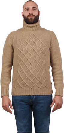 AT.P. CO Beige Kabeltrui Heren - Heren - Coltruien - Bruin - M - Wol - Truien & Vesten