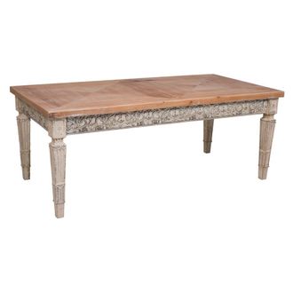 Wanderlust Deco Mesa Auxiliar De Madera Blanco Envejecido Y Natural 123x63x50h Cm