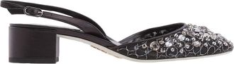 Rene Caovilla Black Cinderella 40 Crystal Slingback Pumps, Brand Size 36 ( US Size 6 )