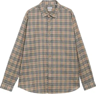 Burberry Overhemden, Heren, Beige, XL, Katoen, Radmar Chk Shirt