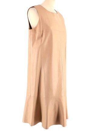 Chanel Nude Leather Sleeveless Shift Dress Size L