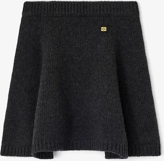 Ganni Mixed Dark Grey Wool Mini Skirt - Size XS