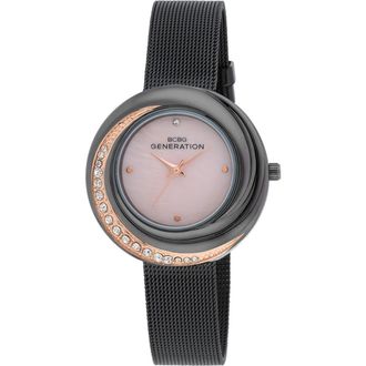 BCBGeneration Nova 3 Faux Leather Strap Watch, 35mm in Black at Nordstrom Rack