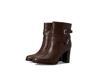 Lauren Ralph Lauren Collins Calfskin Bootie Heel Womens Boots Dark Hickory : 8.5 B - Medium, Leather