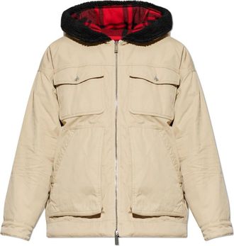 Dsquared2 Ge&iuml;soleerd Jack met Capuchon - Heren - Winterjassen - Beige - XL - Leer - Jassen