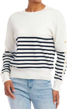 Karen Kane Button Detail Sweater In Stripe