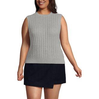 Lands End Cotton Pointelle Shell Sweater in Gray Heather at Nordstrom, Size 3X