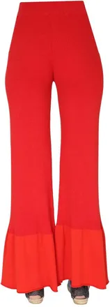Stella McCartney Ribbed Knit Viscose Trousers - Red