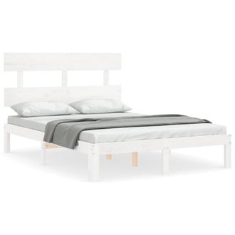 Berkfield Home Bed Frame with Headboard White 120x200 cm Solid Wood