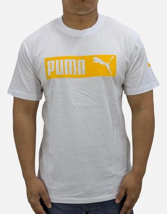 Puma Mens Puma Mens Essentials Logo T Shirts Crew Neck Pullover Casual Cotton Sports Tee - White - Size: 44
