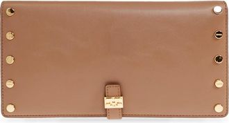 Ganni Studded Wallet - Dames - Portefeuilles - Beige - ONE Size - Leer - Accessoires