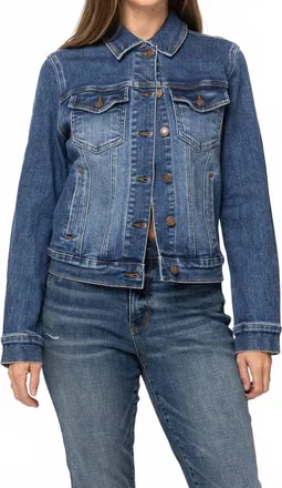Judy Blue Fringe Jacket In Denim