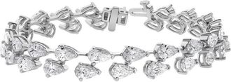 Grown Brilliance 13.50 Carat Double Row Lab Grown Diamond Pear Bracelet in 14K White Gold, Safety Clasp, G Color, VSSI Clarity