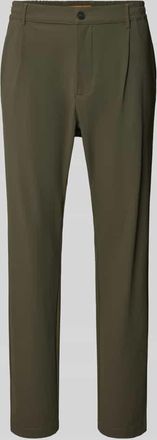 Cruna Slim Fit Hose mit Paspeltaschen am Ges&auml;&szlig; in Oliv, Gr&ouml;&szlig;e 50
