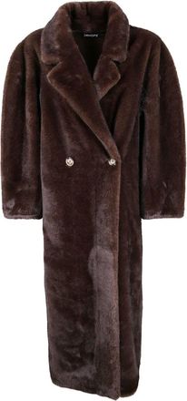 DRHOPE Cappotto doppiopetto in pelliccia sintetica - Marrone