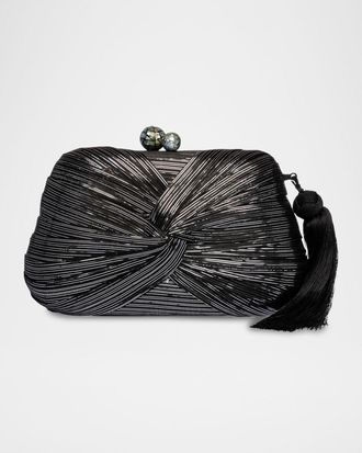 Rafé New York Rosie Twisted Metallic Straw Clutch Bag