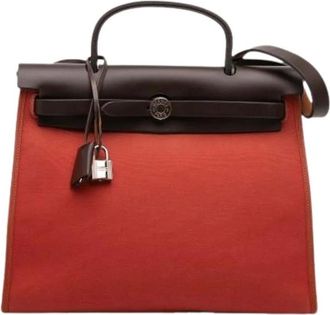 Hermès Pre-owned Handbags, female, Orange, Size: ONE SIZE Pre-owned Canvas Shoulder Bag