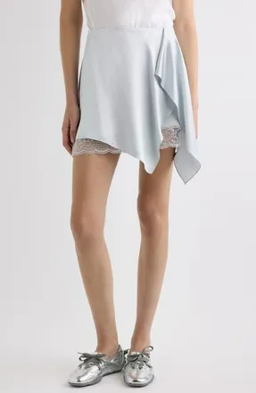 Acne Studios Inouki Ruffled Satin Skirt in Ice Blue at Nordstrom, Size 42