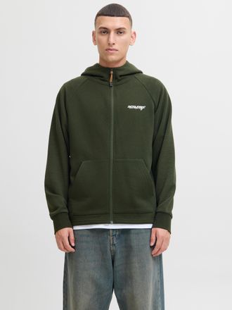 Jack & Jones Kapuzensweatshirt JACK & JONES JJTHATCHER SWEAT ZIP HOOD, Herren, Gr. L, duffel bag, angeraute Sweatware, Obermaterial: 65% Polyester, 35% Baumwolle, 