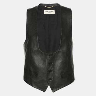 Saint Laurent Saint Laurent Black Leather Vest M