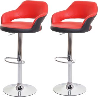 Hhg D&eacute;coshop26 - Juego De 2 Taburetes De Bar Con Sillas De Mostrador En Sint&eacute;tico Rojo Y Negro 040000142