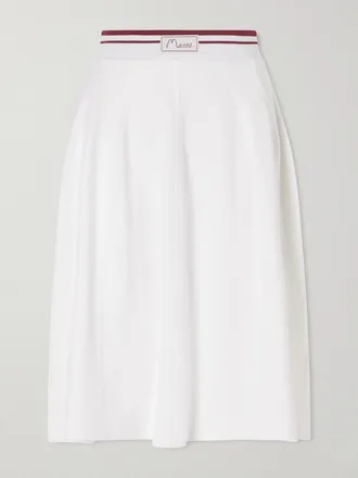 Marni Gonna Midi In Jersey Di Misto Cotone Con Applicazione - Bianco