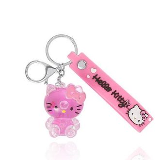 Hello Kitty Liquid Keychain with Wrist Strap in Pink at Nordstrom