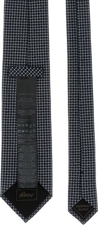 Brioni Jacquard Silk Micro-Geometric Necktie - Navy