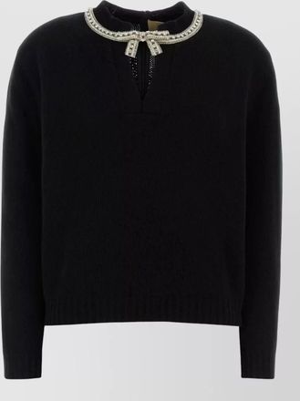 Valentino Garavani wool sweater long sleeves embellished collar