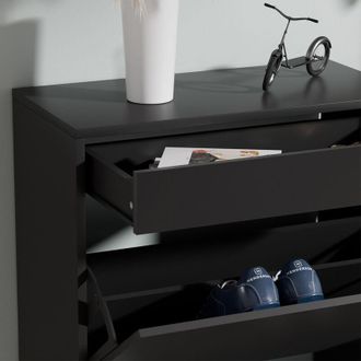 Vicco Armadio per le scarpe Ivo, Nero, 90 x 181.5 cm con 3 scomparti, 1 cassetto