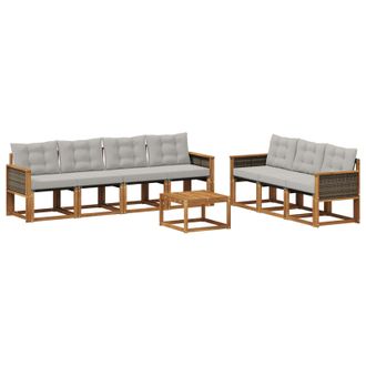 vidaXL Conjunto De Sof&aacute;s De Exterior 8 Pcs Natural Y Gris Claro Vidaxl