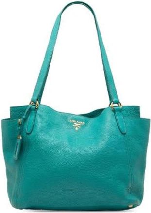 Prada Pre-owned Tote Bags, female, Blue, Size: ONE SIZE Pre-owned Vintage Leather Tote Bag