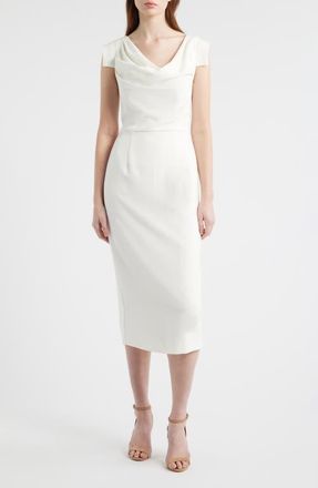 Black Halo Jacqueline Midi Gabardine Sheath Dress in Porcelain at Nordstrom, Size 10