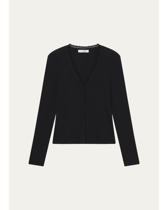 Frame Denim The Rib Lace-Trim Cardigan