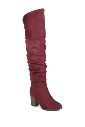 Journee Collection Kaison Wide Calf Ruched Tall Boot - Wide Calf in Wine at Nordstrom Rack, Size 8.5 Wide Calf