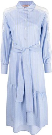Twin-Set stripe-print shirt dress - women - Cotton/Polyamide - 48 - Blue