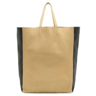 Celine Beige Black Leather Shoulder Bag Tote Bag (Pre-Owned)