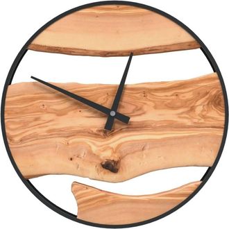 vidaXL Reloj De Pared Hierro Y Madera De Olivo Marr&oacute;n &Oslash;35 Cm Vidaxl