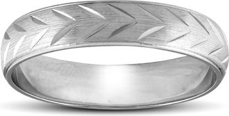 Pompeii3 Chevron Brushed Mens Wedding Band 14K White Gold Size Selectable